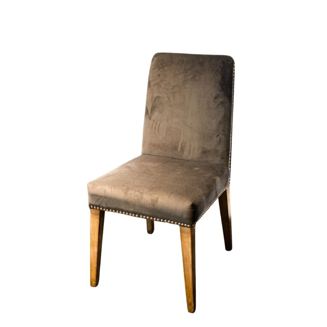 Pascal Dining Chair Dark Grey Velvet With Antique Studs image 1